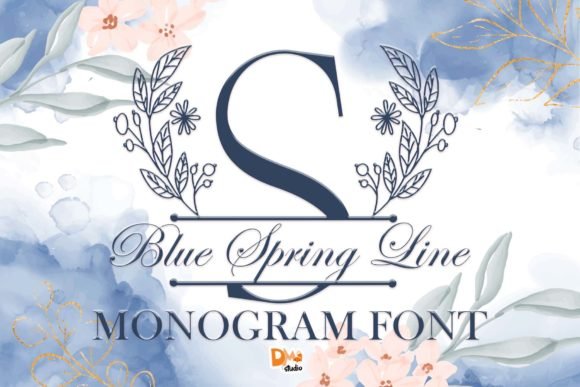 Blue Spring Line Monogram Font - Featured Image