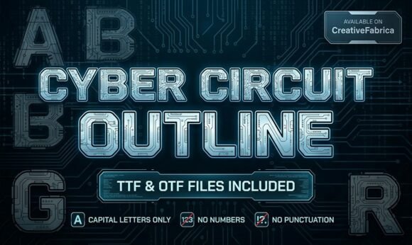 Cyber Circuit Outline Font - Featured Image