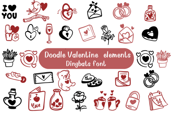 Doodle Valentine Elements Font - Featured Image