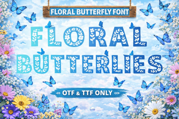 Floral Butterflies Font - Featured Image