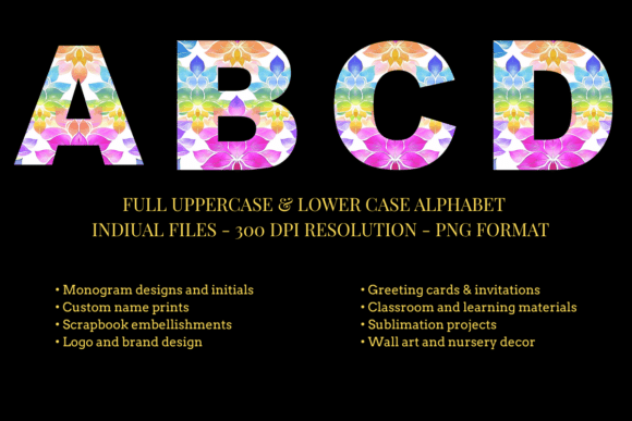 Rainbow Lotus Alphabet Set Font - Featured Image