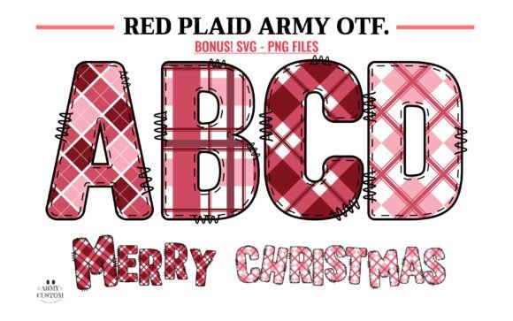 Red Plaid Bundle Army Font - Featured Image